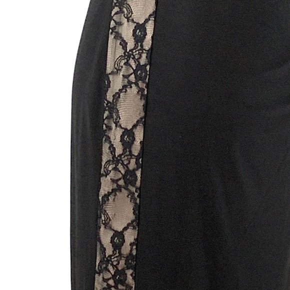 Chaps Black Cap Sleeve Boat Neck Illusion Lace Yoke Sheath Dress size Medium - Picture 11 of 16